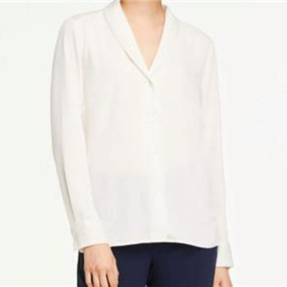 Ann Taylor Factory ivory shawl collar blouse (XL)